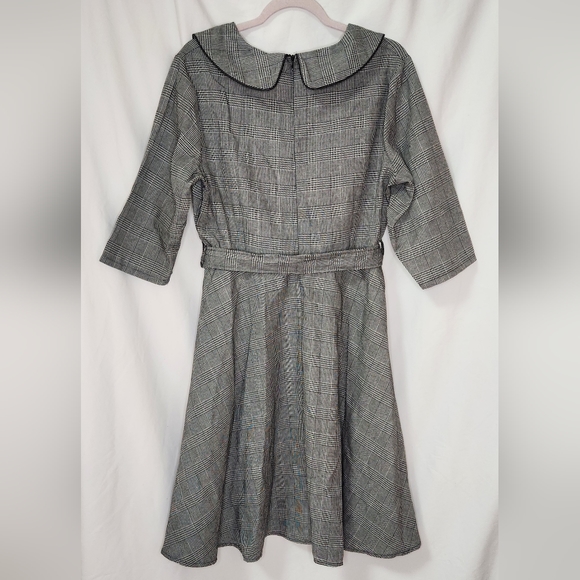 Vintage-Style Checked Collared Dress - Picture 2 of 2